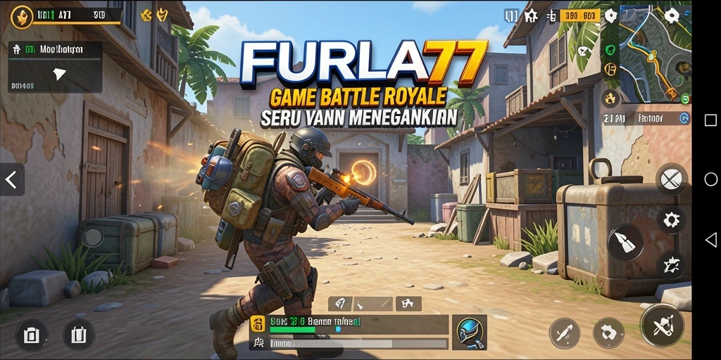 Screenshot FURLA77 menampilkan aksi seru dalam gameplay Battle Royale.
