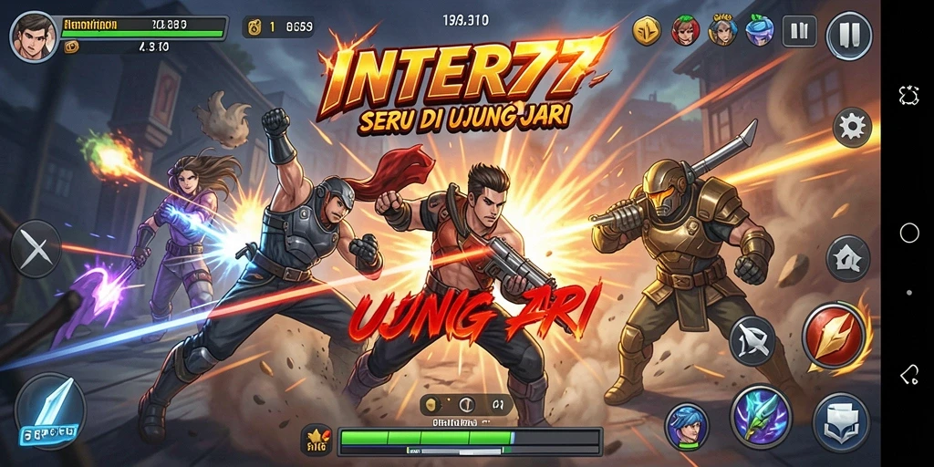 Screenshot INTER77 menampilkan pertarungan dramatis antara dua karakter.