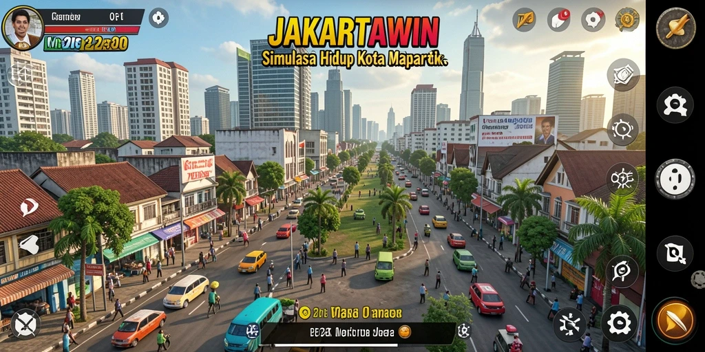 Screenshot JAKARTAWIN menunjukkan aktifitas seru di kota Jakarta.