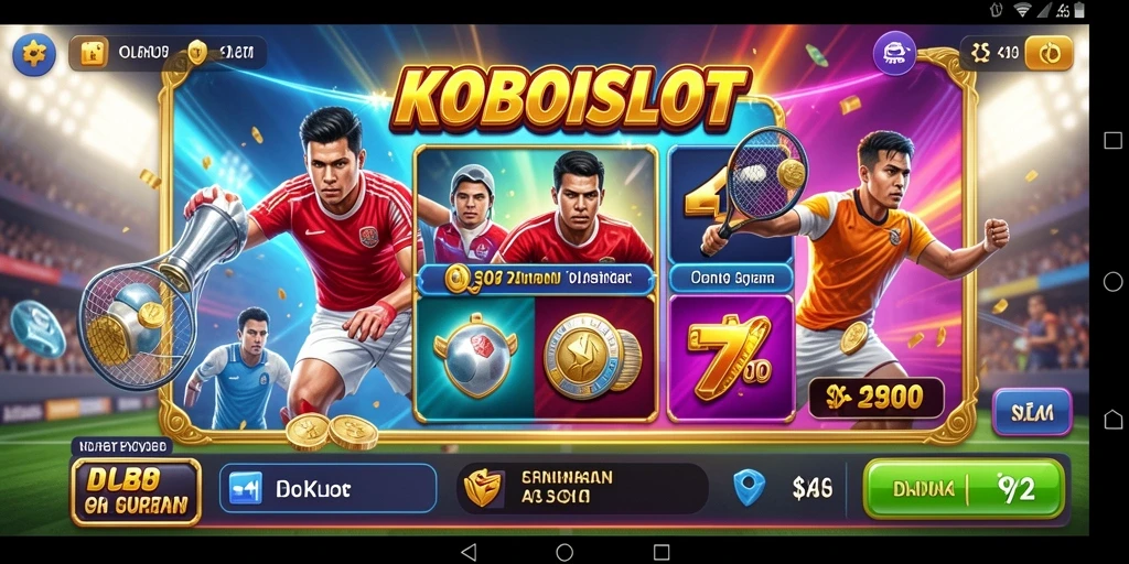 Tampilan gameplay KOBOISLOT dengan elemen olahraga yang seru.