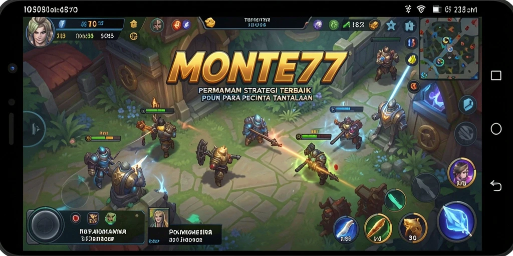 Tampilan screenshot menunjukkan gameplay menegangkan dalam MONTE77.