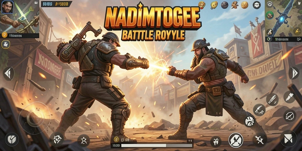Screenshot NADIMTOGEL menampilkan aksi Battle Royale yang mendebarkan.